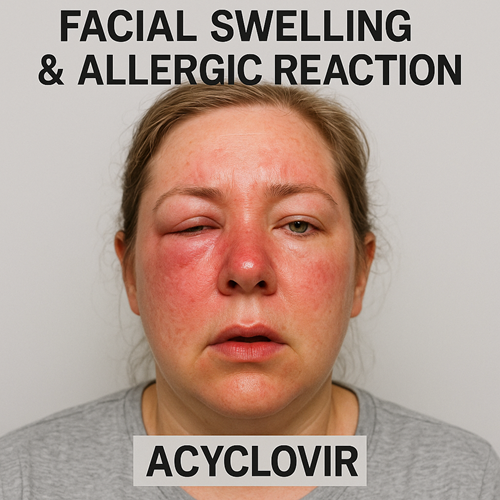 Facial swelling and allergic reaction symptoms from Acyclovir
