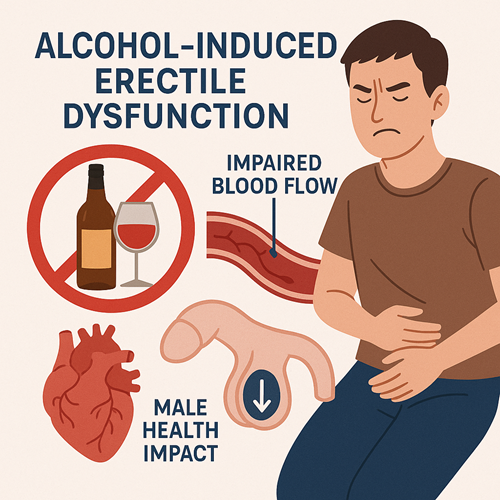 Alcohol-induced erectile dysfunction illustrated with male health impact