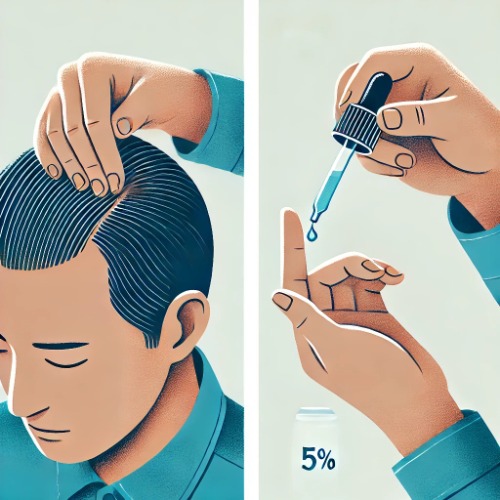 Applying Minoxidil 5% solution directly to the scalp
