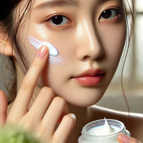 Person applying Skinoren Cream 20% to their face in a clean skincare setting