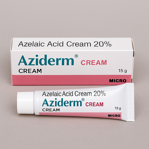 Aziderm Cream 20% product photo clearly showing the tube and packaging box