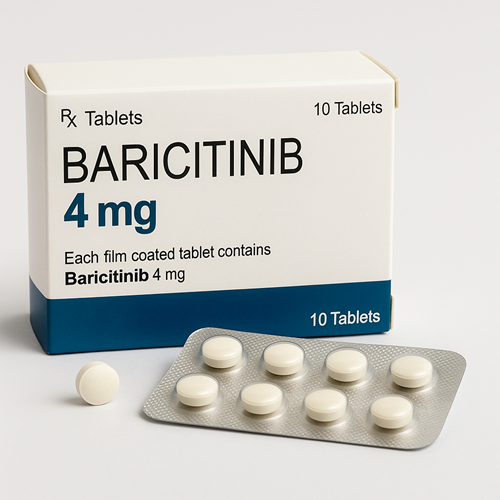 BARICITINIB-4MG product photo clearly showing the product package and tablet
