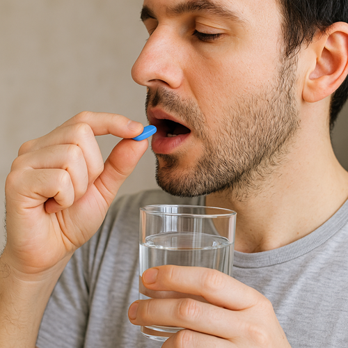 A person orally taking a Cenforce 100mg tablet