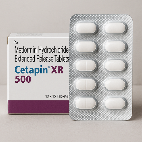 Cetapin XR 500mg package and packaging box close-up image