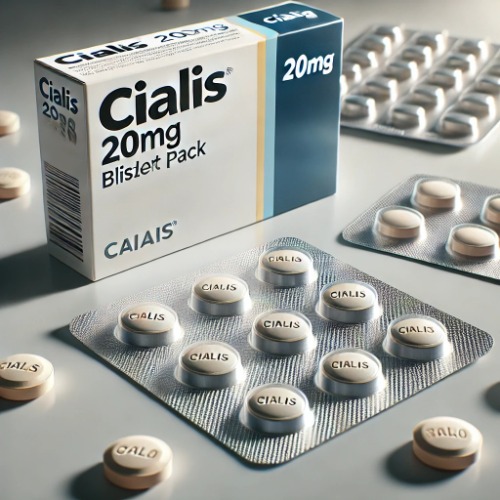 Close-up of Cialis 20mg blister pack and packaging box
