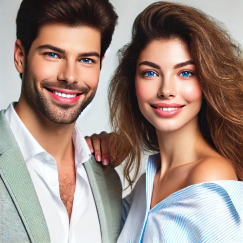 Confident man and woman with thick, healthy hair after Minoxidil use