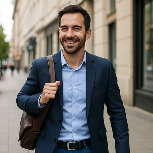 A man regaining confidence and returning to daily life after taking Priligy 60mg