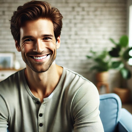 Happy and confident man after using Sildenafil