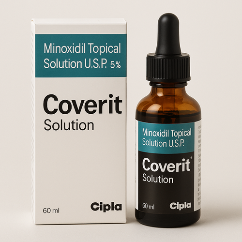 Coverit 5% Solution package and bottle close-up image
