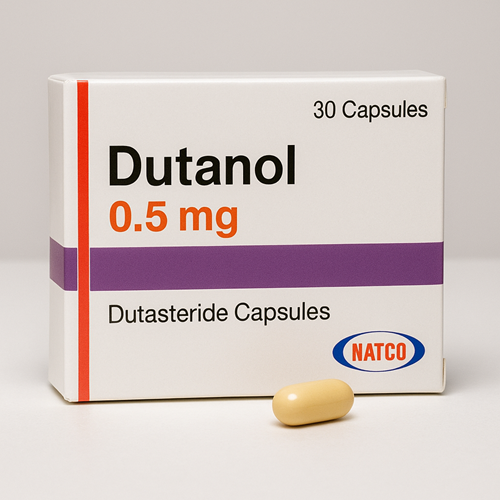 Dutanol 0.5mg product photo clearly showing the product package and tablet