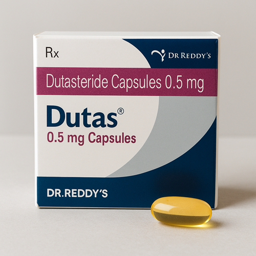 Dutas 0.5mg product photo clearly showing the product package and capsule