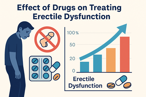 Graph showing the effect of drugs on treating erectile dysfunction