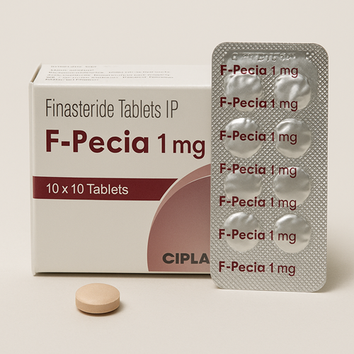 F-pecia 1mg product photo clearly showing the product package and tablet