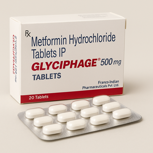 Glyciphage 500mg package and packaging box close-up image