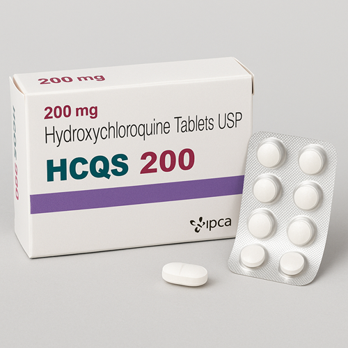 HCQS 200mg product photo clearly showing the product package and tablet