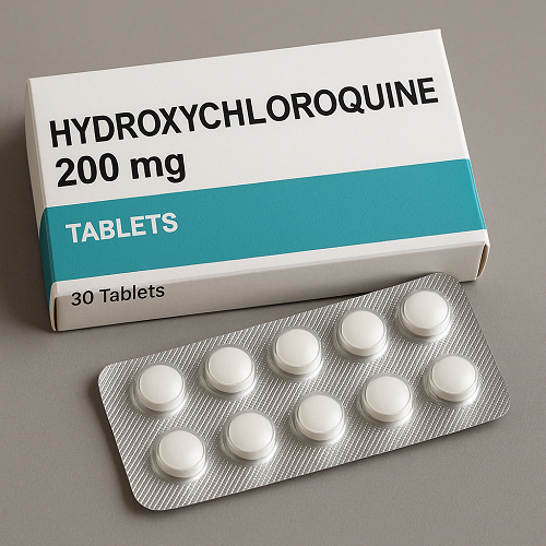 Hydroxychloroquine 200mg package and packaging box close-up image