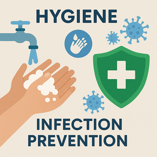 Image emphasizing hygiene, handwashing, and immunity for infection prevention