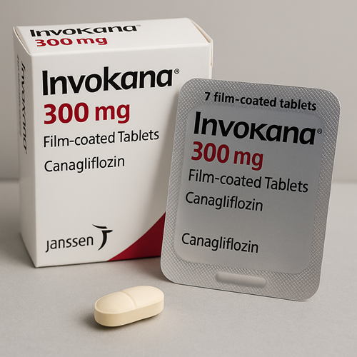 Invokana 300mg package and packaging box close-up image