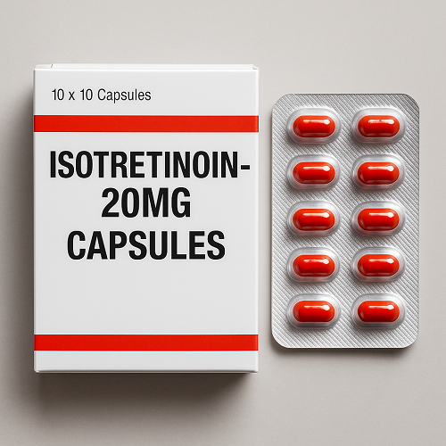 ISOTRETINOIN-20MG product photo clearly showing the product package and capsules