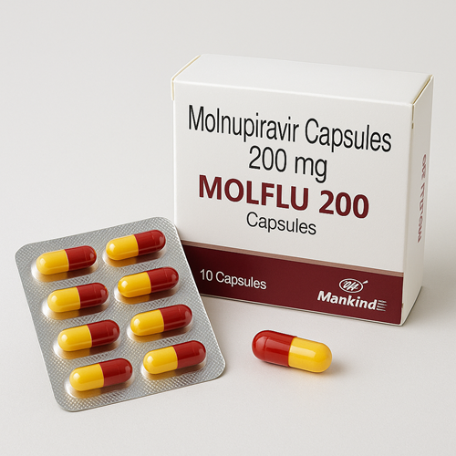 Molflu 200mg product photo clearly showing the product package and capsule