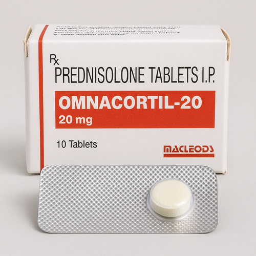Omnarcortil 20mg product photo clearly showing the product package and tablet