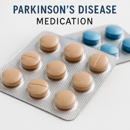 Close-up of Parkinson’s disease medication tablets