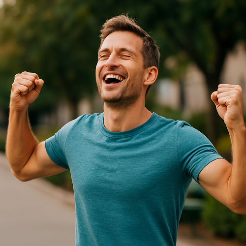 A recovered patient regaining vitality after taking Azithromycin 500mg