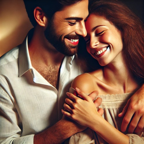 Romantic couple sharing an intimate and loving moment
