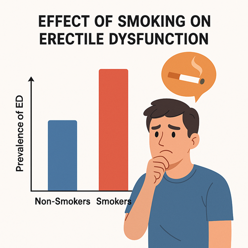 Graph showing the effect of smoking on erectile dysfunction in men