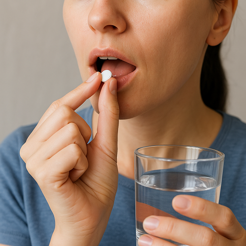 A person orally taking a Canagliflozin 100mg tablet