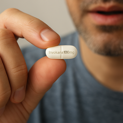 A person taking an Invokana 100mg tablet