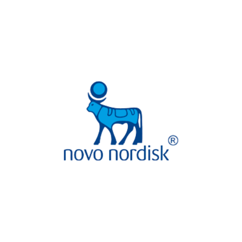 Novo Nordisk logo – manufacturer of Ozempic, Wegovy, Rybelsus, Victoza, and Novorapid insulin for diabetes and obesity management