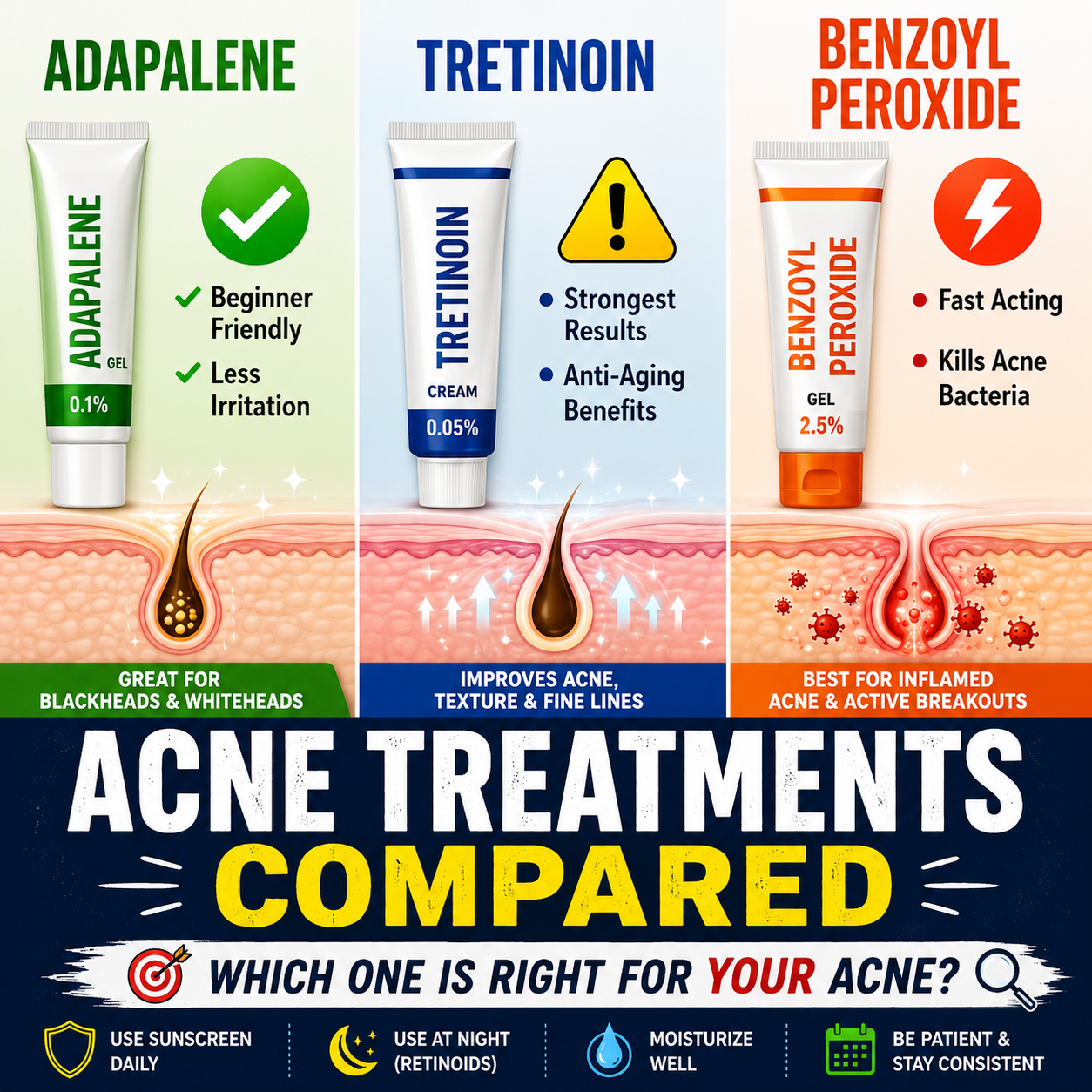 What I Wish I Knew Before Using Adapalene, Tretinoin, and Benzoyl Peroxide