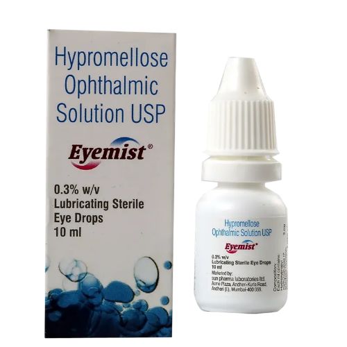Eyemist Hypromellose Ophthalmic Solution USP 0.3% 10ml lubricating sterile eye drops front package and bottle