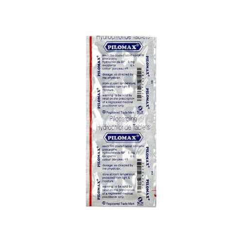 Pilomax 5mg tablets blister strip close-up