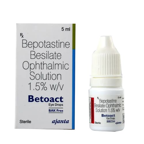 Betoact Eye Drops 1.5% w/v 5ml front view with box and bottle