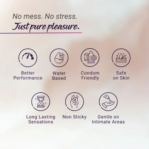 Bloom Astra FOMO Gel features – water based, condom friendly, non sticky, long lasting comfort, gentle on skin