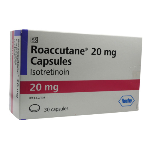 Accutane (Roaccutane) 20mg carton with blister pack of 10 soft gel capsules