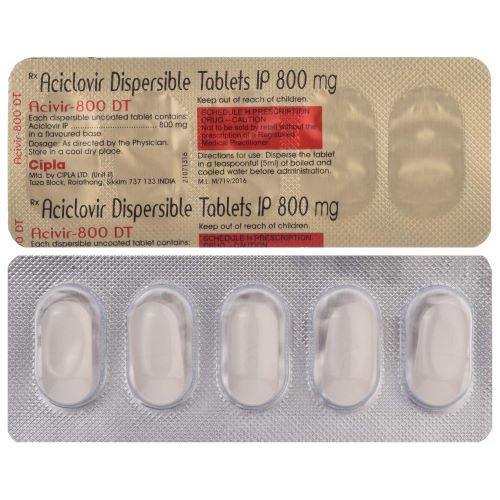 Acivir 800 DT tablets blister strip close-up