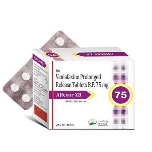Affexor-XR 75 blister strip showing extended-release tablets