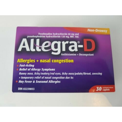Allegra-D 30 Tablets box with outer carton