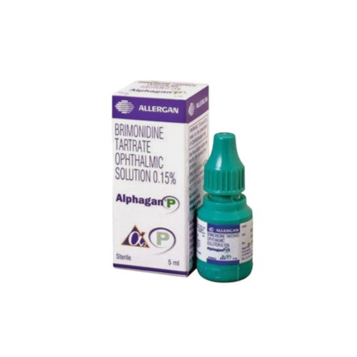 Alphagan P Eye Drops 5ml bottle alongside branded outer carton package