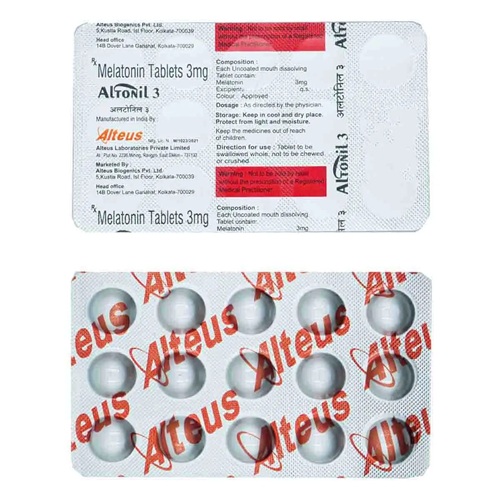 Altonil 3mg tablets blister strip with silver foil and printed label