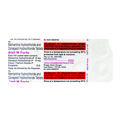 Alzil-M Forte blister strip showing tablet layout