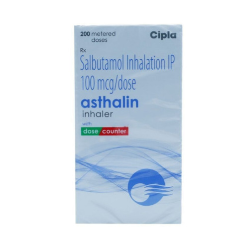 Asthalin 100mcg Inhaler 200 mdi front box packaging