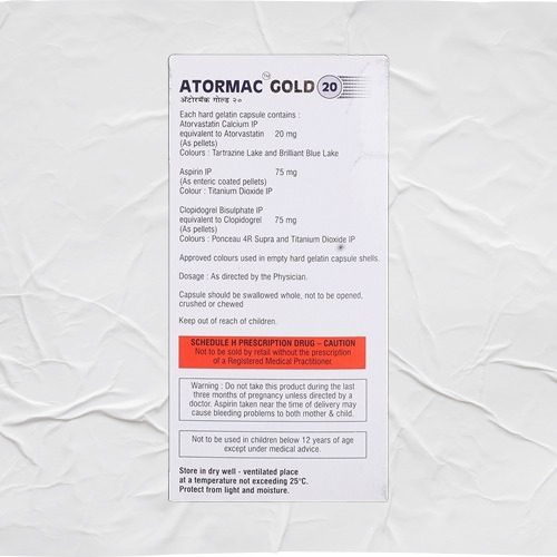 Atormac Gold 20 box side panel, product information panels visible