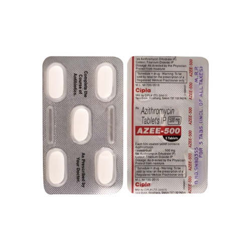 Azee 500mg tablets blister strip close-up
