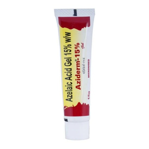 Aziderm Gel 15% 15gm single tube upright front view