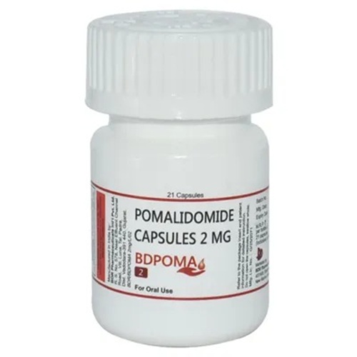Bdpoma 2 (Pomalidomide) 2mg 21 capsules white plastic pill bottle with red printed label for multiple myeloma medication online pharmacy