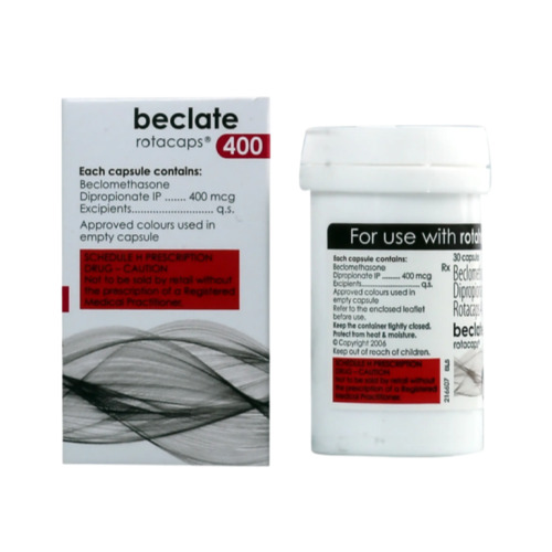 Beclate 400 Rotacaps front box packaging with 30 capsules